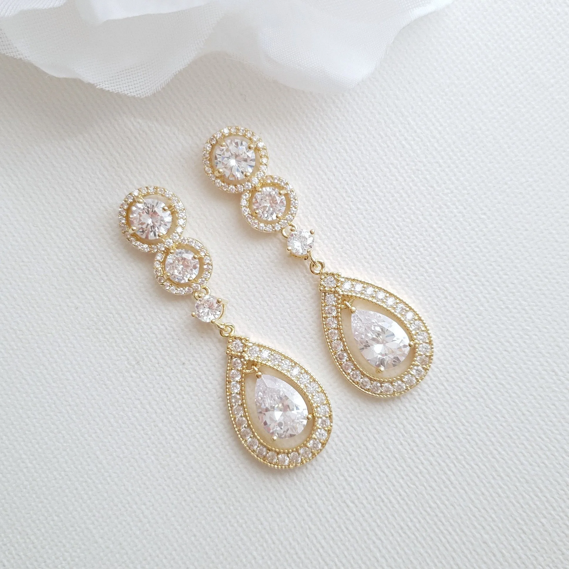 Drop Rose Gold Earrings for Brides & Weddings- Sarah