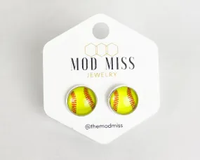 Druzy Stud Earring Softball