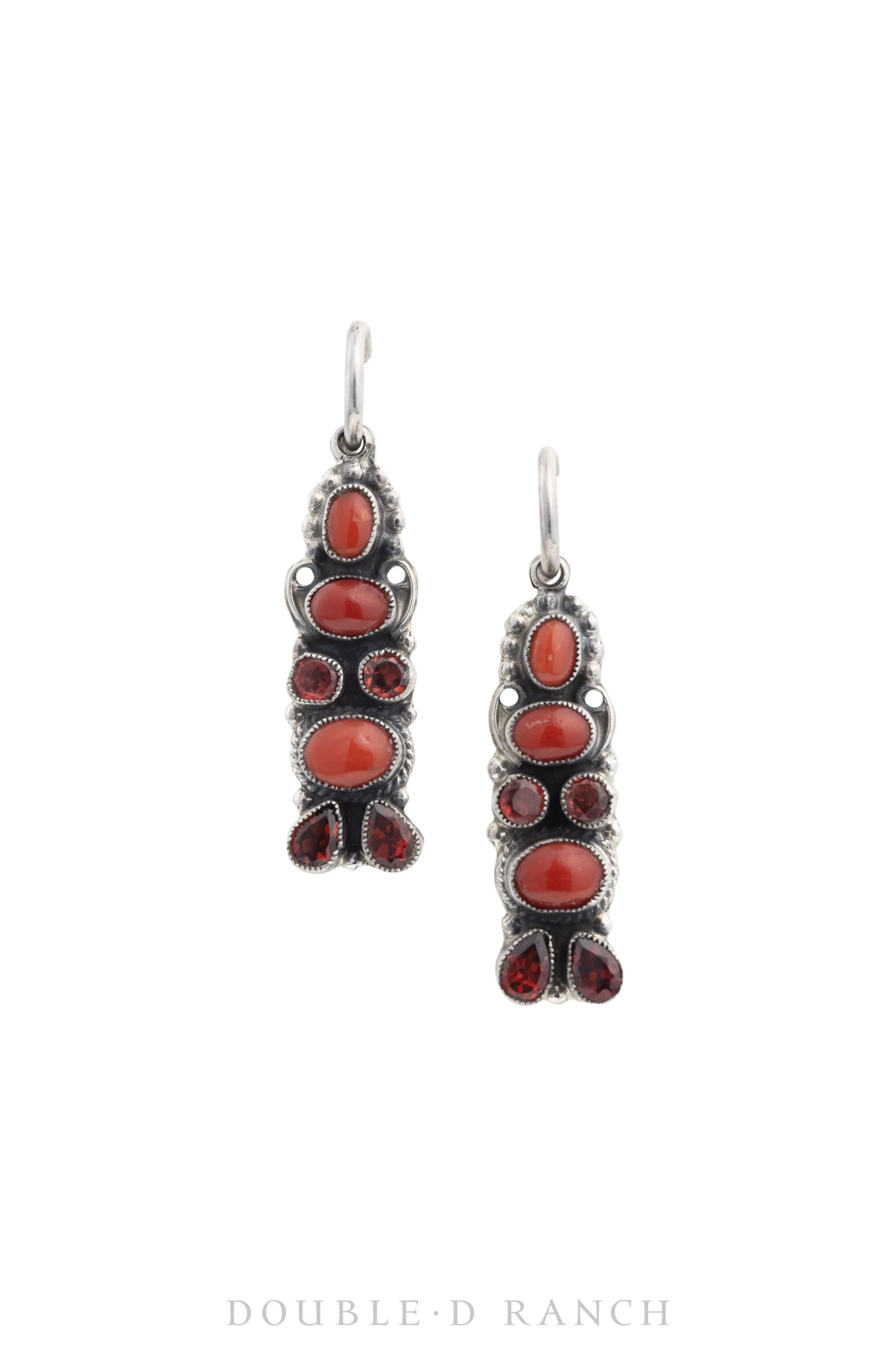 Earrings, Drop, Coral & Ruby, Leo Feeney, Hallmark, Contemporary, 1457