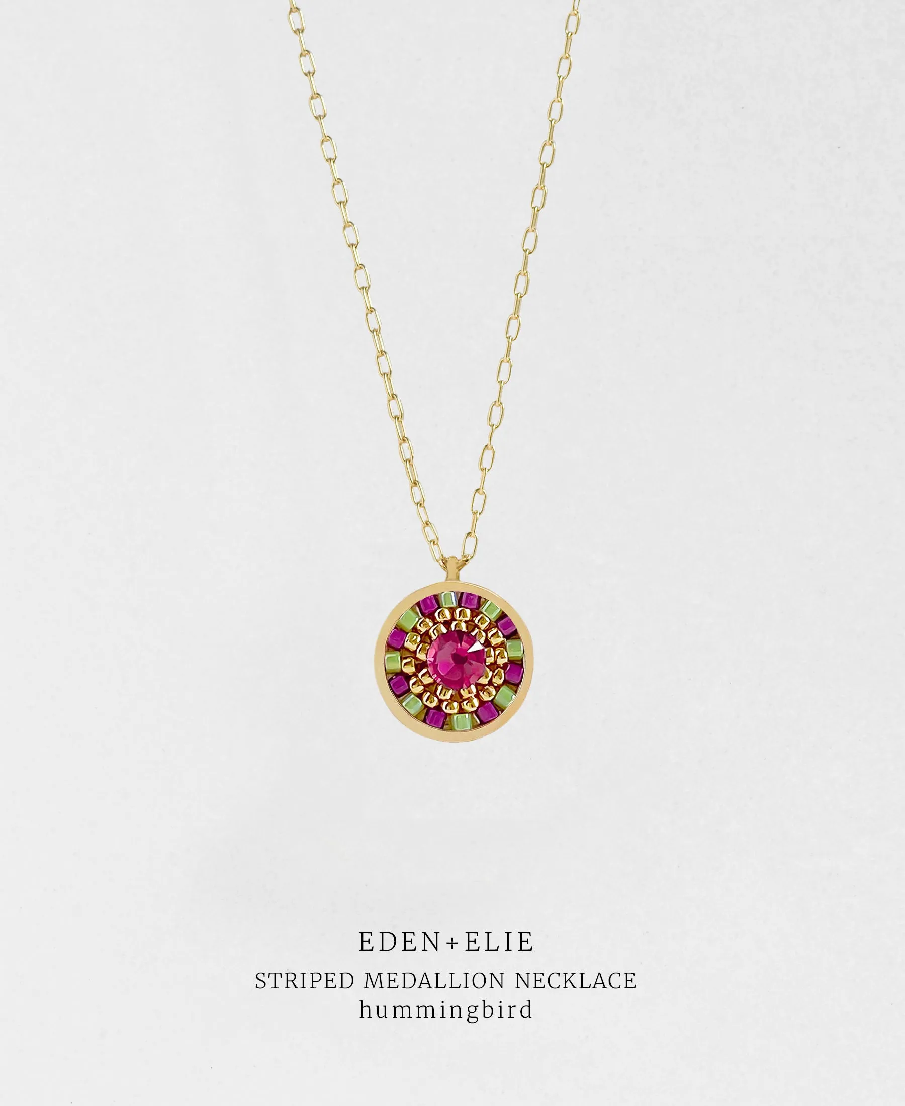 EDEN   ELIE Striped Medallion necklace - Hummingbird