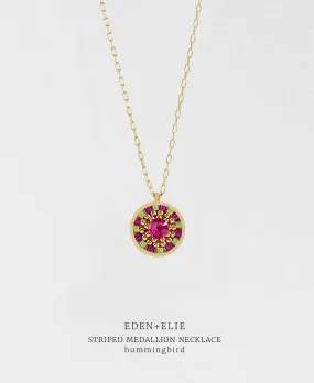 EDEN   ELIE Striped Medallion necklace - Hummingbird