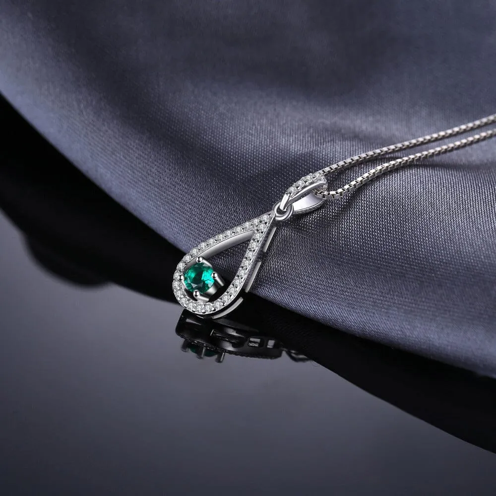 Elegant Drop Emerald Pendant - 925 Sterling Silver