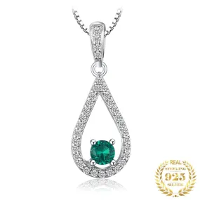 Elegant Drop Emerald Pendant - 925 Sterling Silver