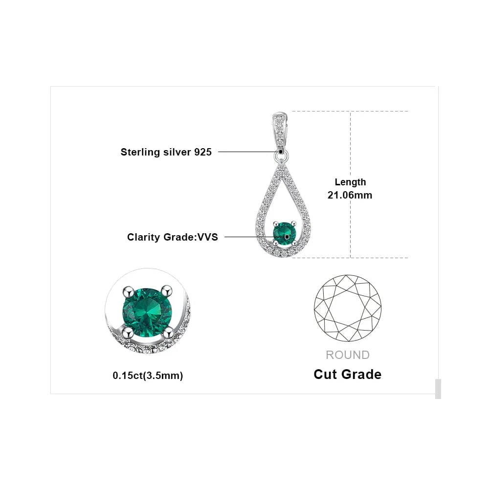 Elegant Drop Emerald Pendant - 925 Sterling Silver