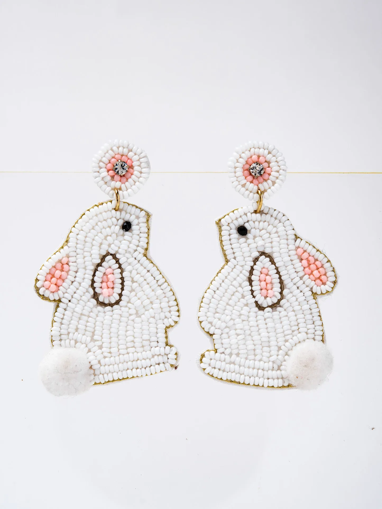 Ella Easter Bunny Beaded Embroidery Drop Earrings