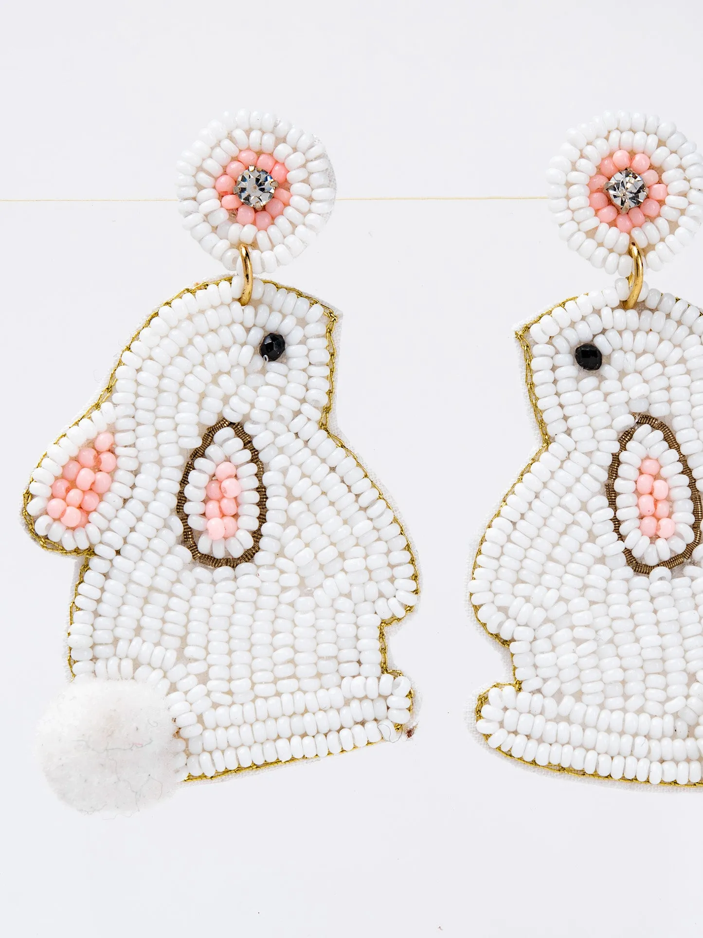 Ella Easter Bunny Beaded Embroidery Drop Earrings