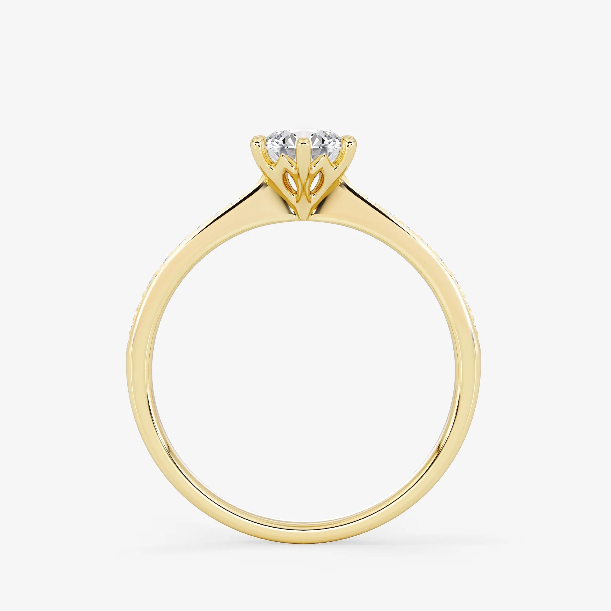 Embellished Solitaire 0.50 Carat Brilliant Cut Diamond 18K Gold Ring