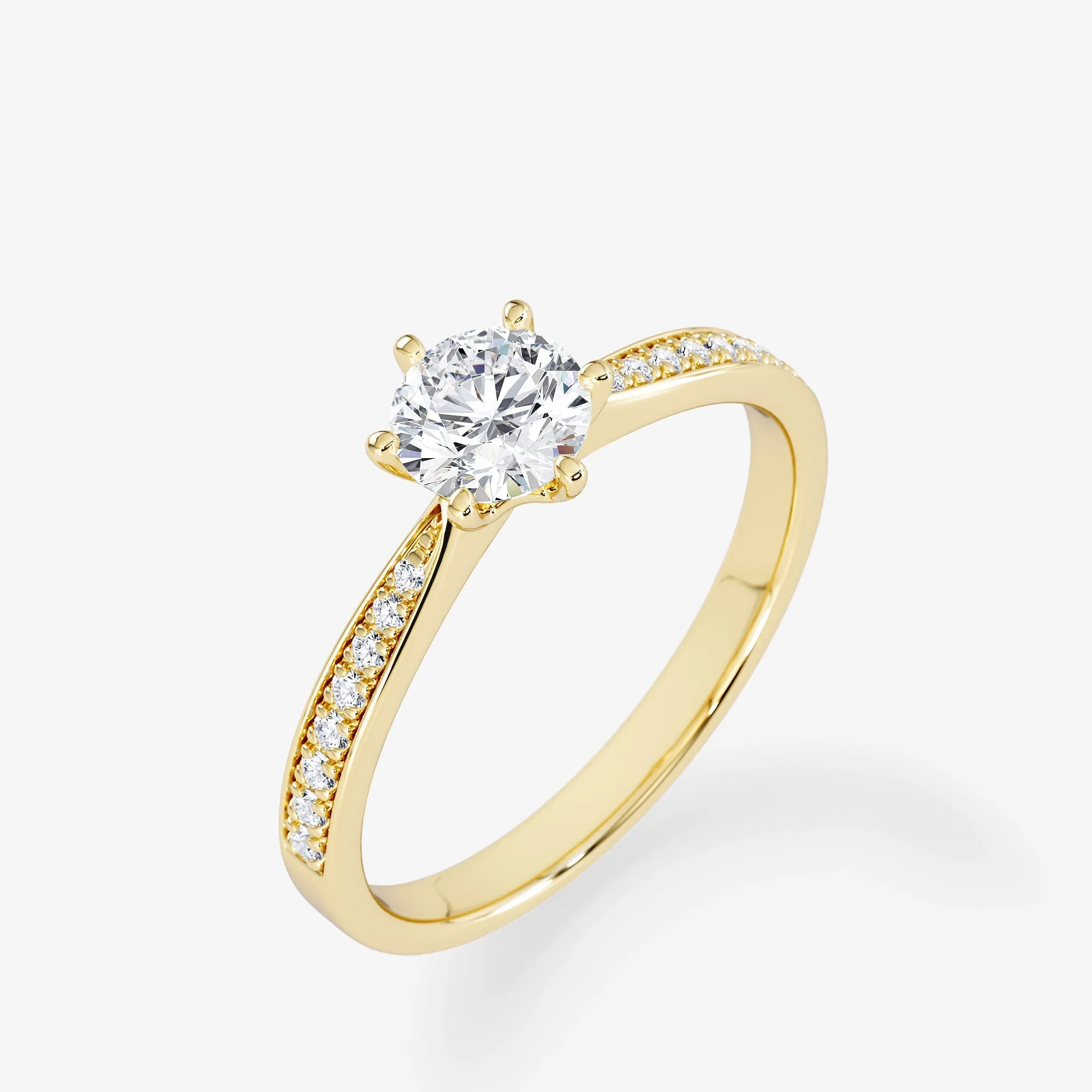 Embellished Solitaire 0.50 Carat Brilliant Cut Diamond 18K Gold Ring