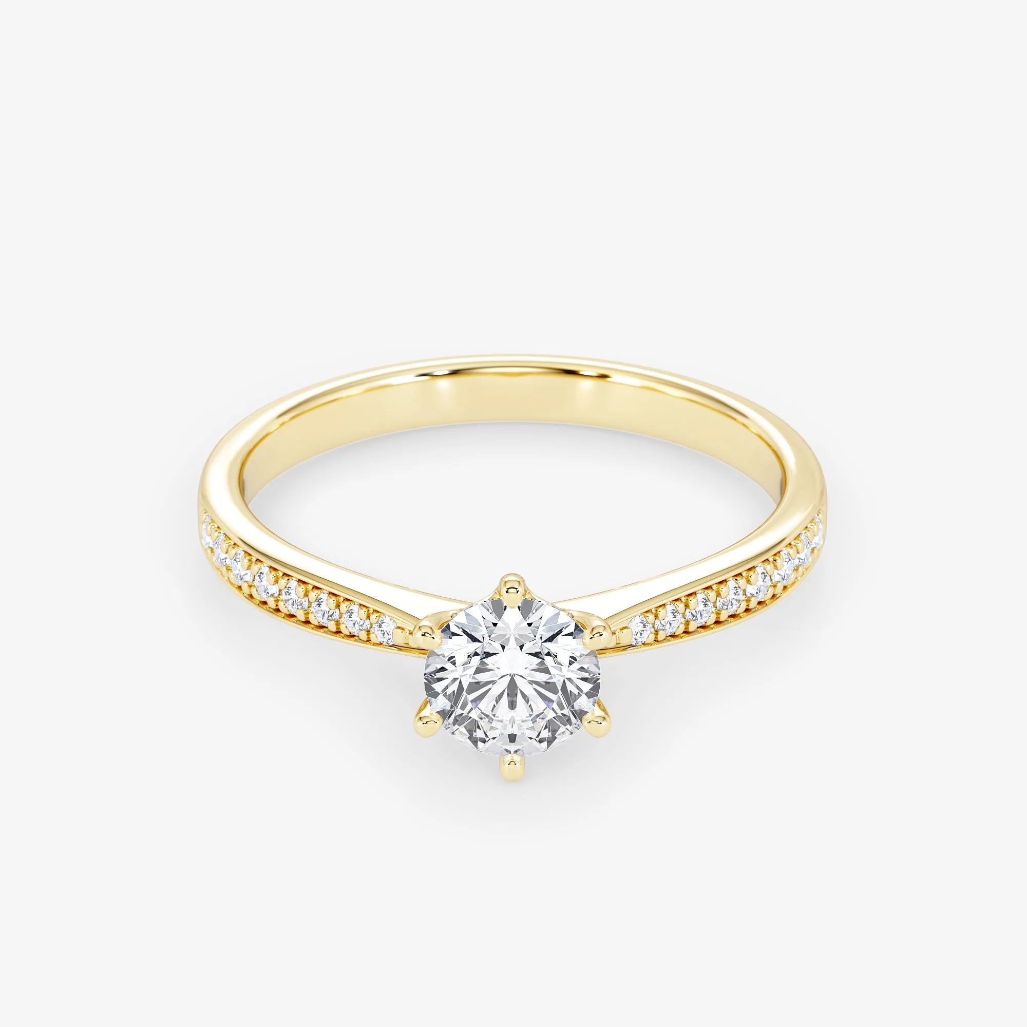 Embellished Solitaire 0.50 Carat Brilliant Cut Diamond 18K Gold Ring