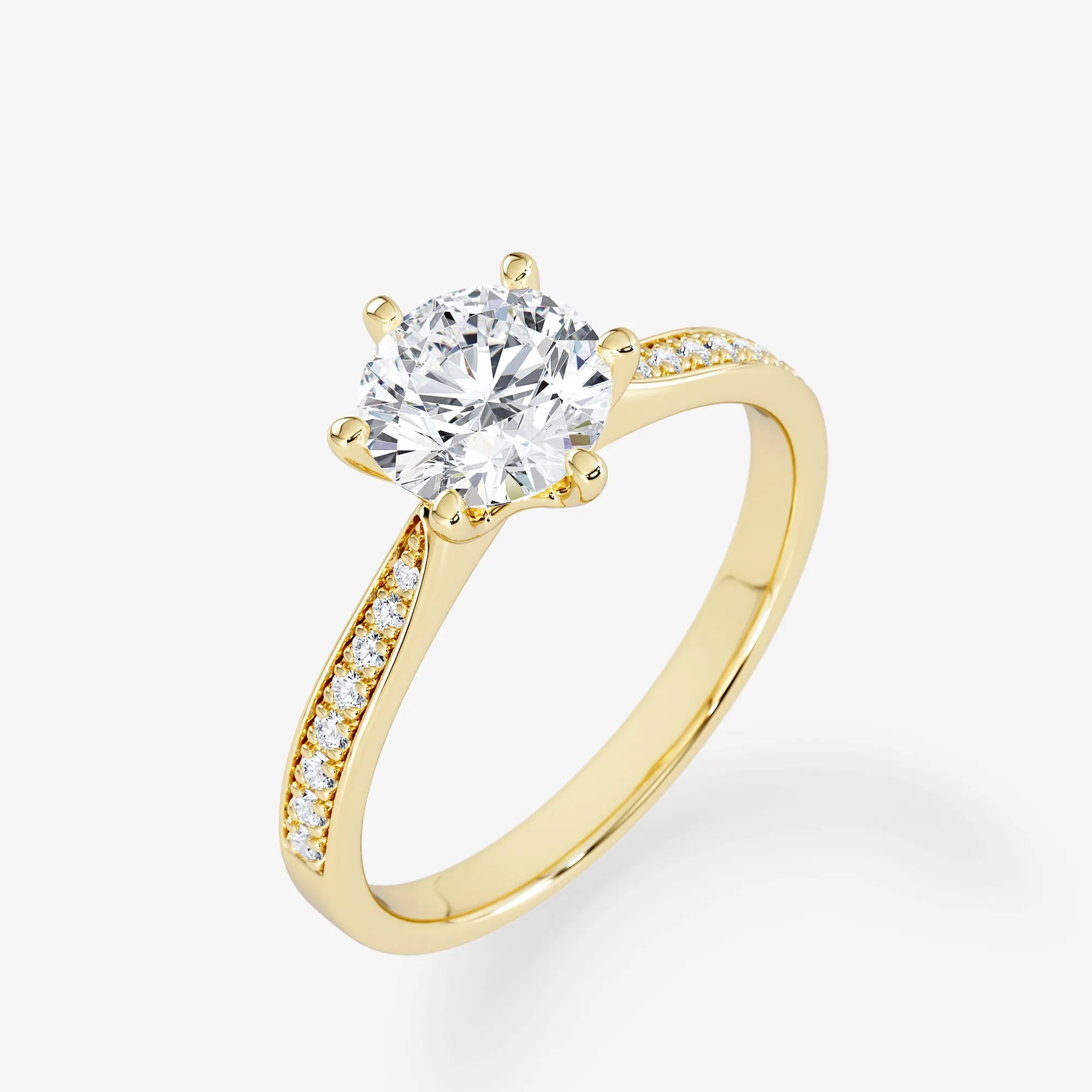 Embellished Solitaire 0.70 Carat Brilliant Cut Diamond 18K Gold Ring