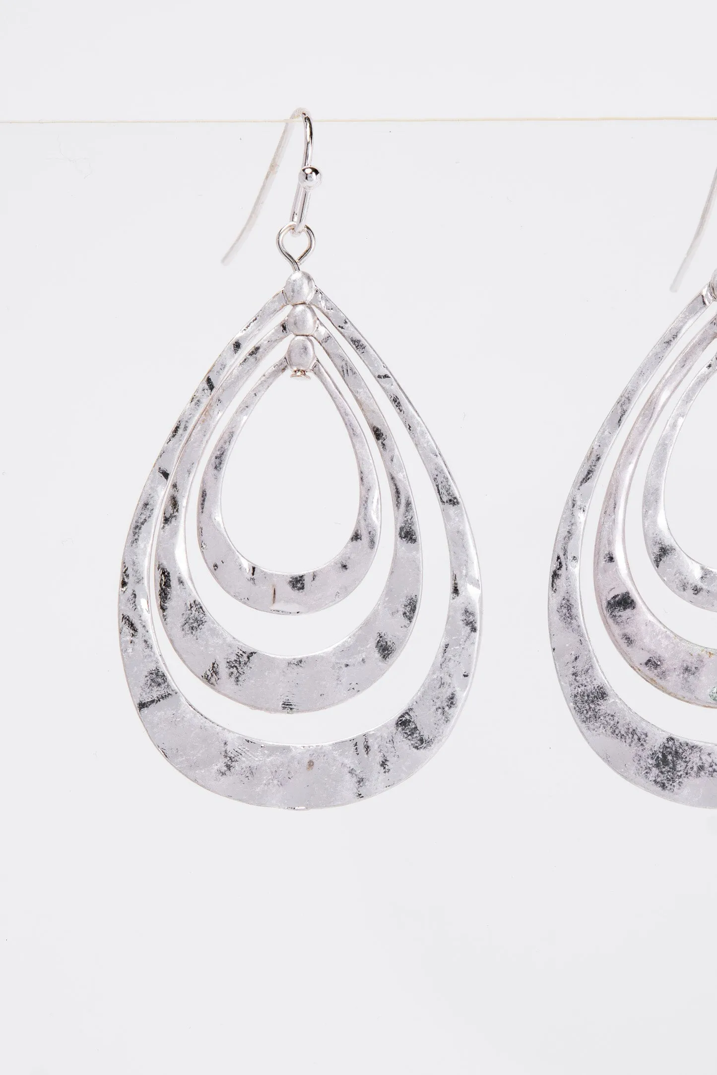 Emilia Hammered Teardrop Metal Drop Earrings