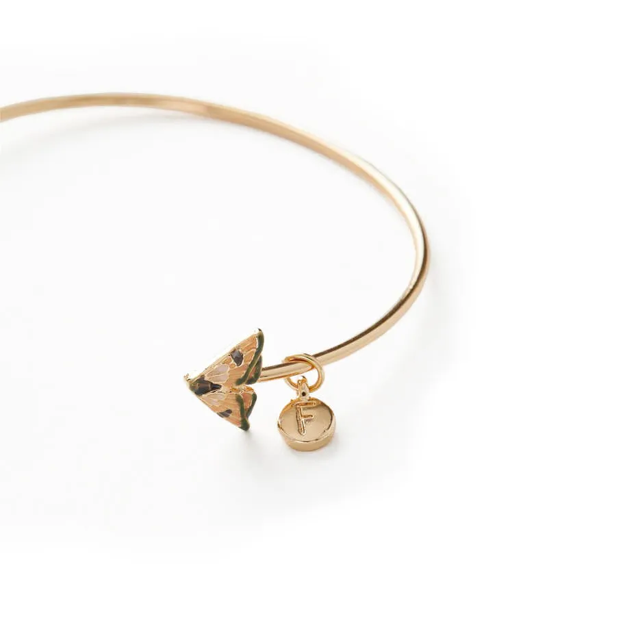 Enamel Moth Bangle Bracelet