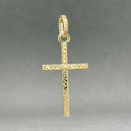 Estate 18K Y Gold 38.10mm Textured Cross Pendant