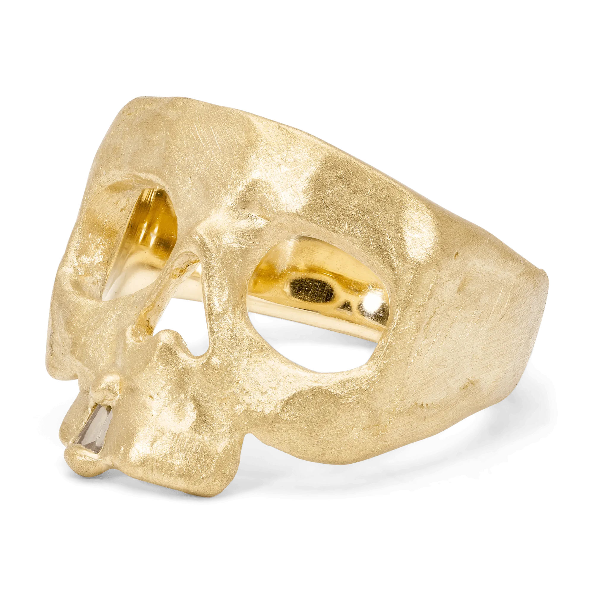 Extra Small Diamond Snaggletooth Skull Ring - Made to Order