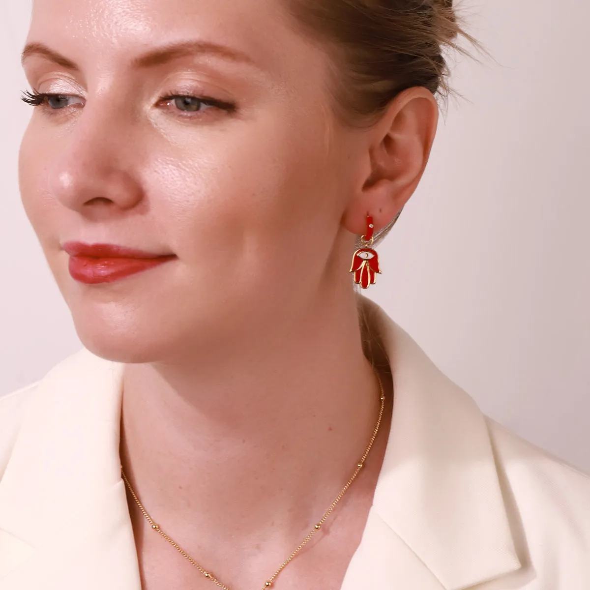 Eye in Hand Drop Earrings