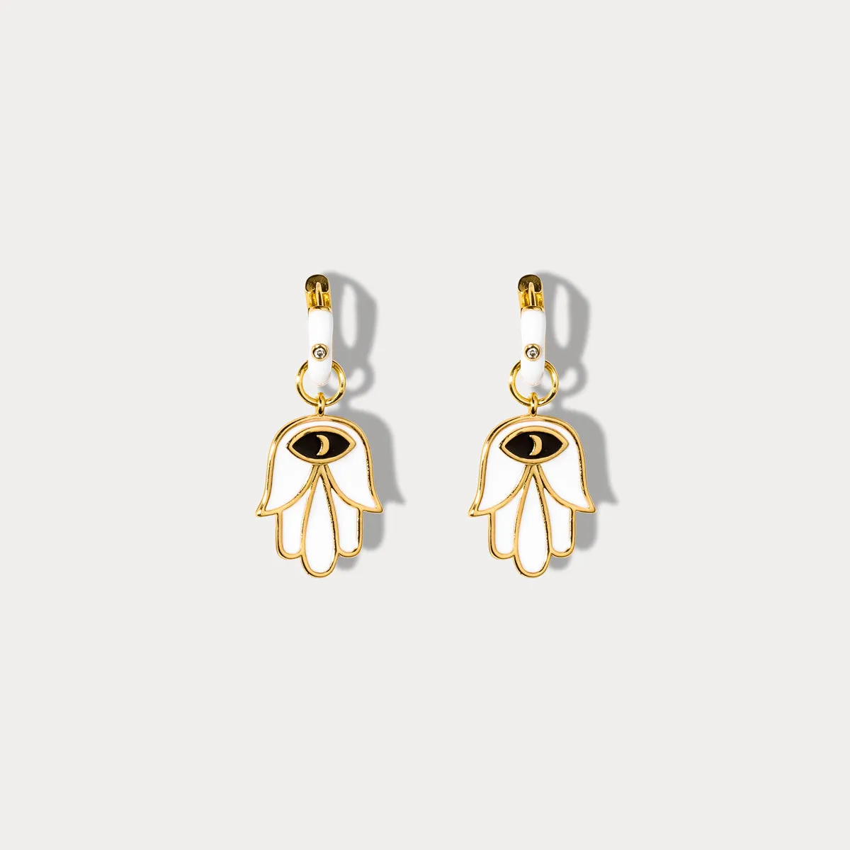 Eye in Hand Drop Earrings