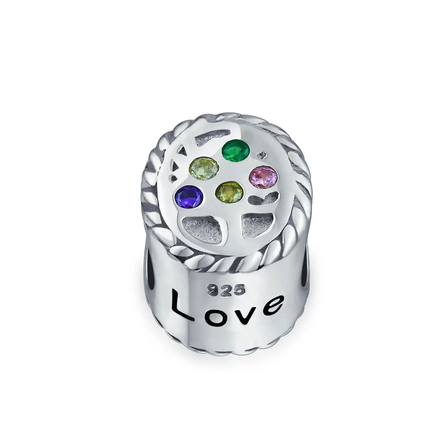 Family Circle Dreamer Wishing Tree Of Life CZ Bead Charm .925 Silver