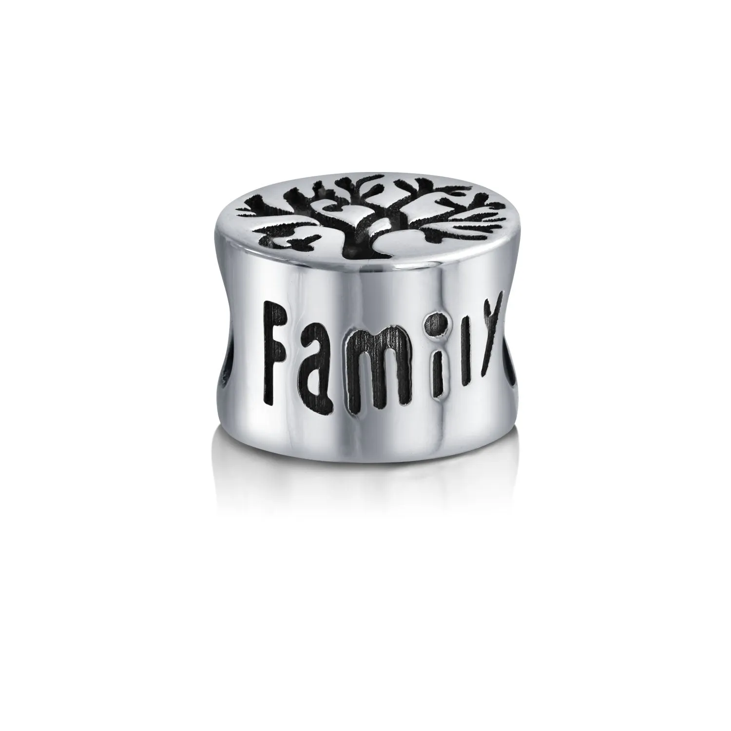 Family Circle Dreamer Wishing Tree Of Life CZ Bead Charm .925 Silver