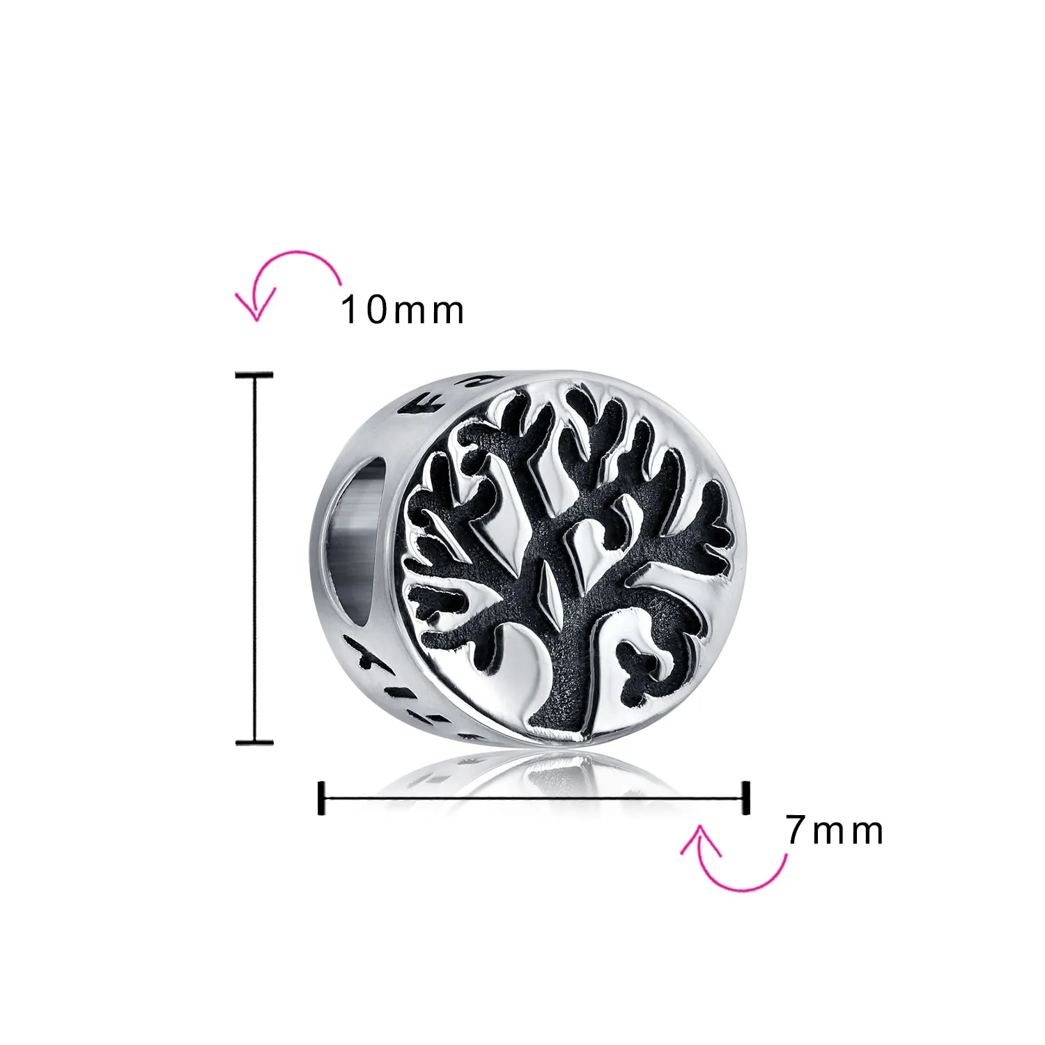 Family Circle Dreamer Wishing Tree Of Life CZ Bead Charm .925 Silver