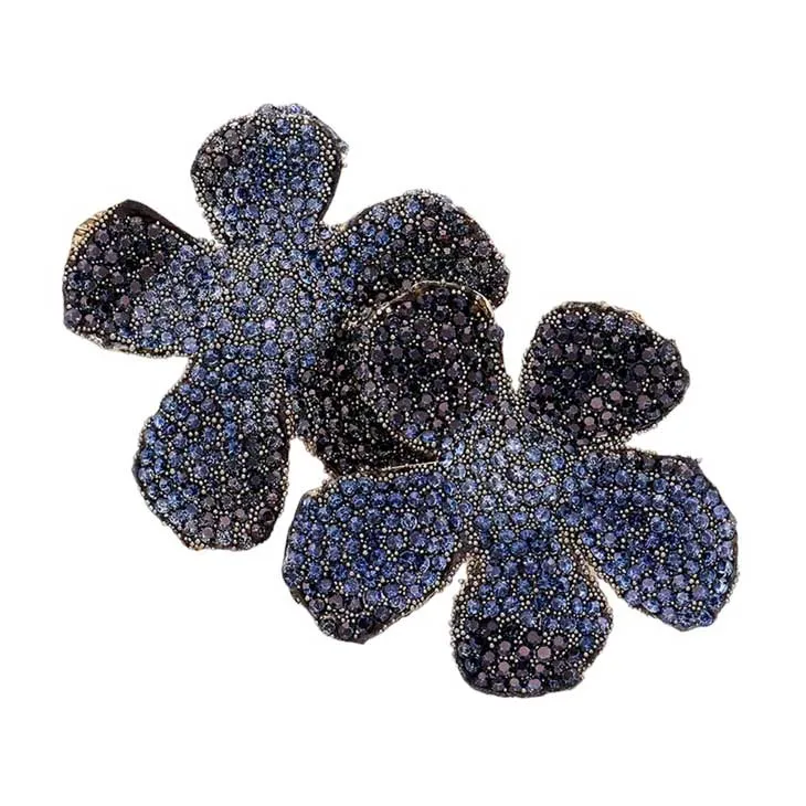 Felt Back Bling Studded Flower Earrings