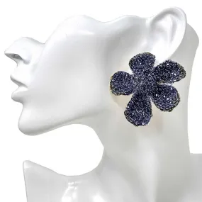 Felt Back Bling Studded Flower Earrings