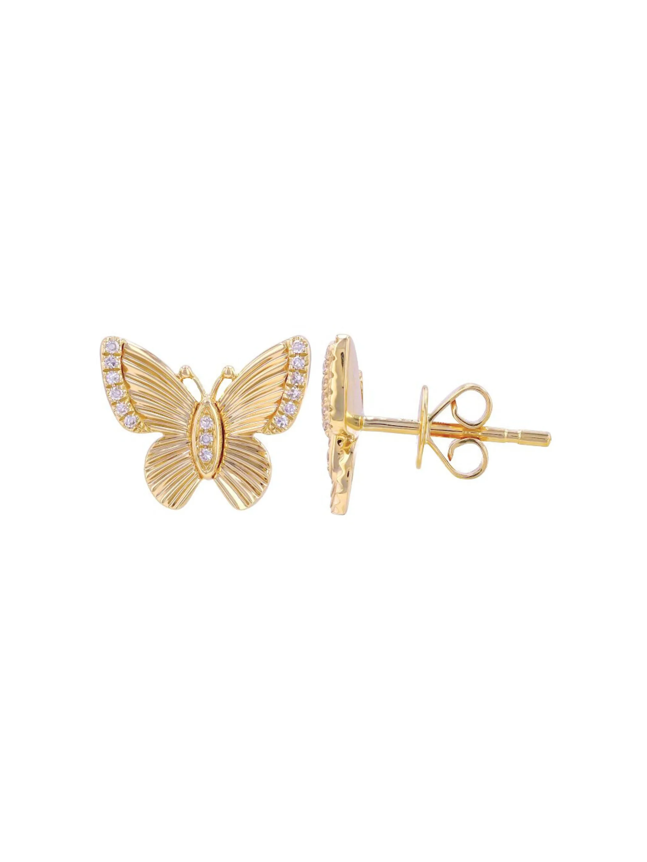 Fluted Butterfly Earrings 14K