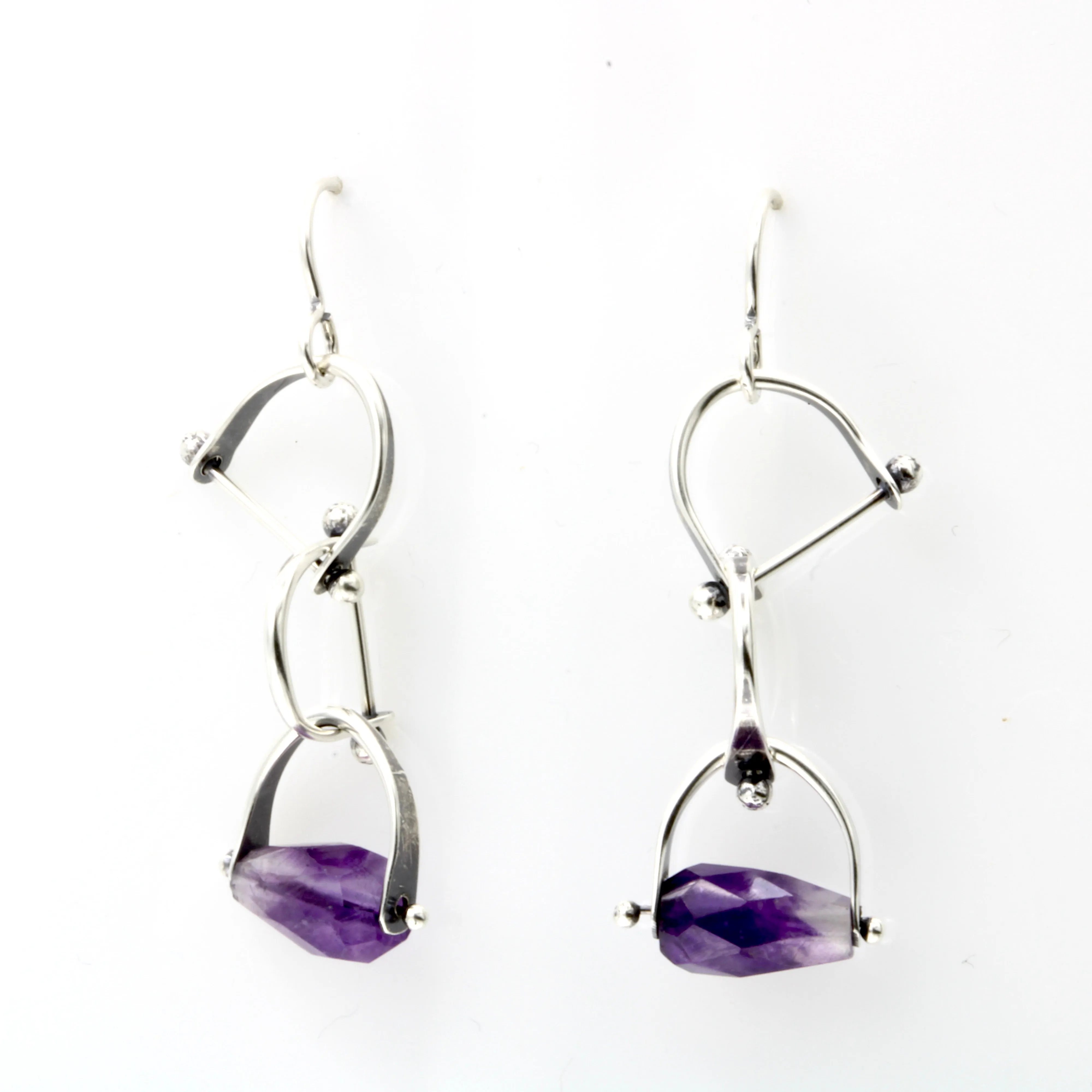 Forged Earrings in Amethyst