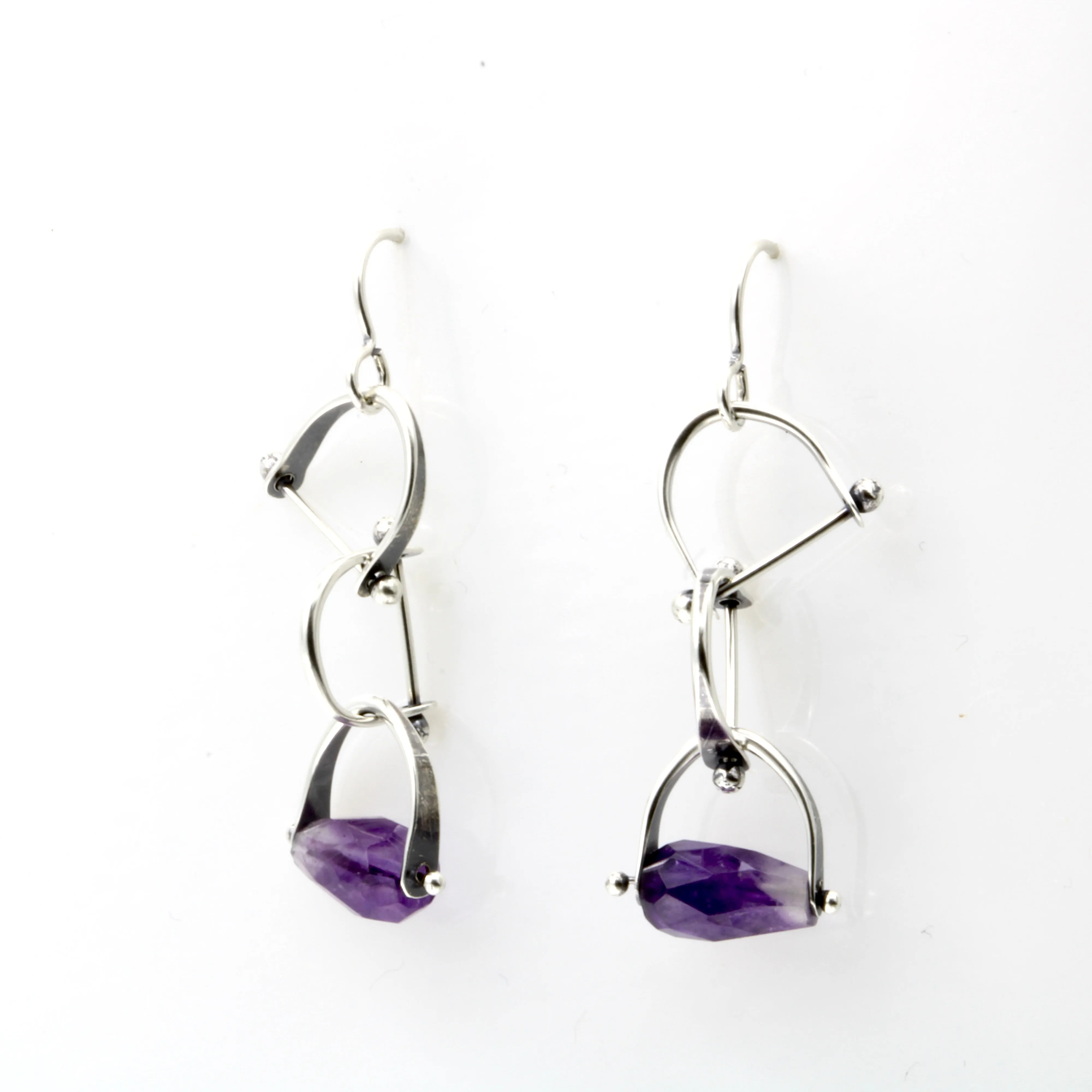 Forged Earrings in Amethyst