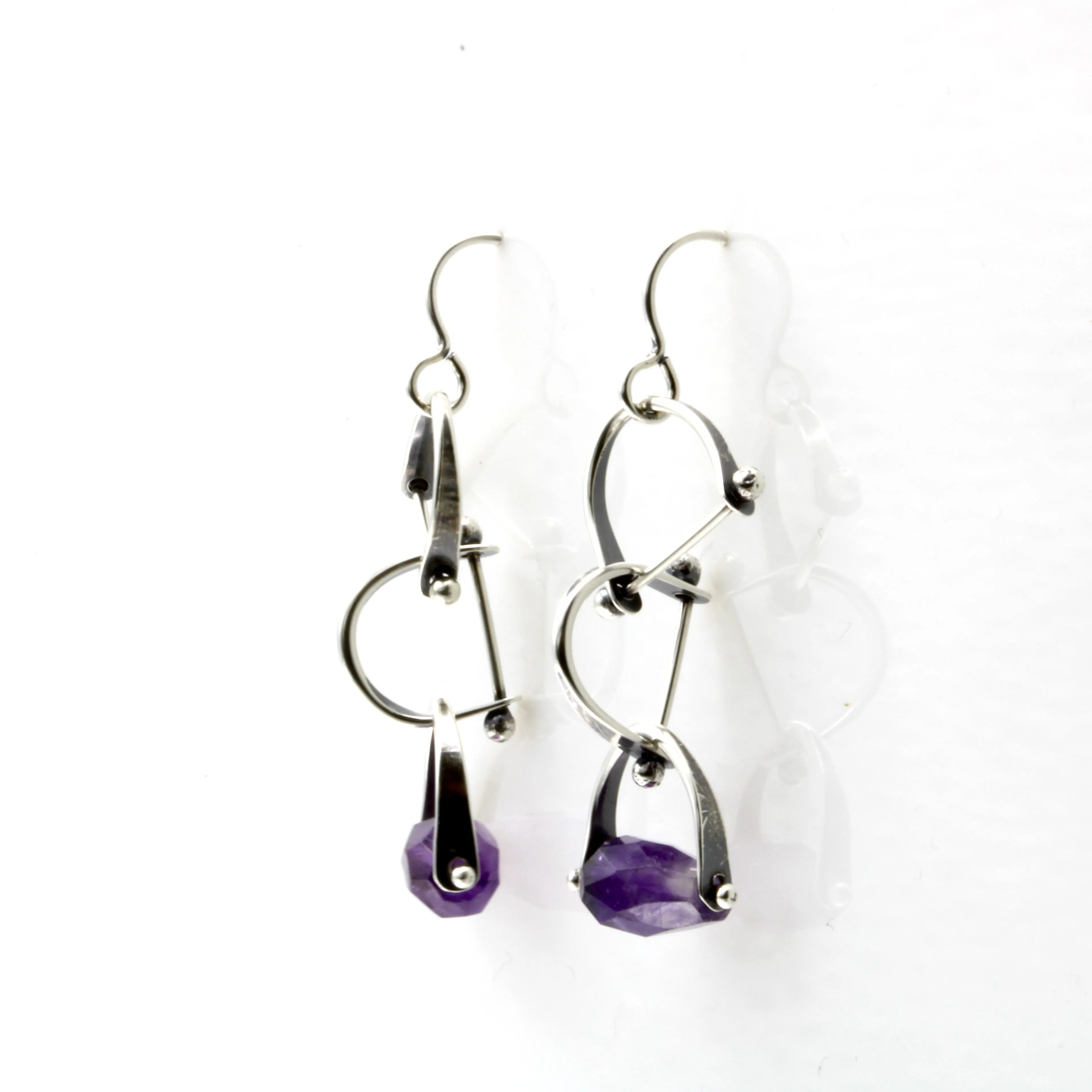 Forged Earrings in Amethyst