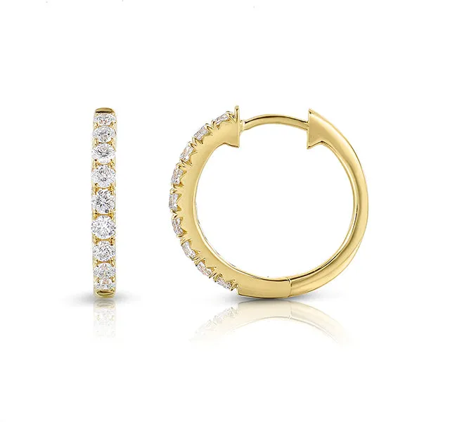 French Cut Diamond Hoops in Yellow Gold