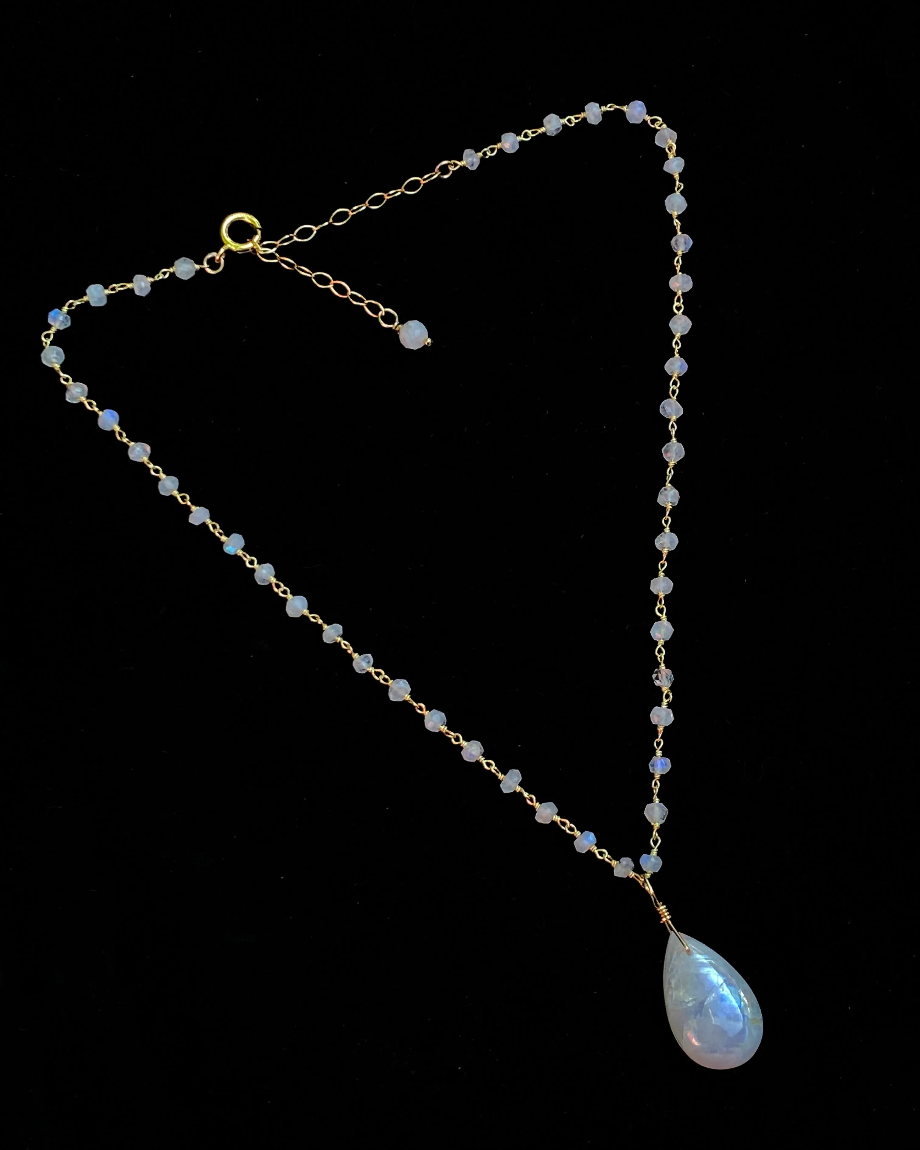 Genuine Moonstone gemstone pendant on gold fill chain Necklace