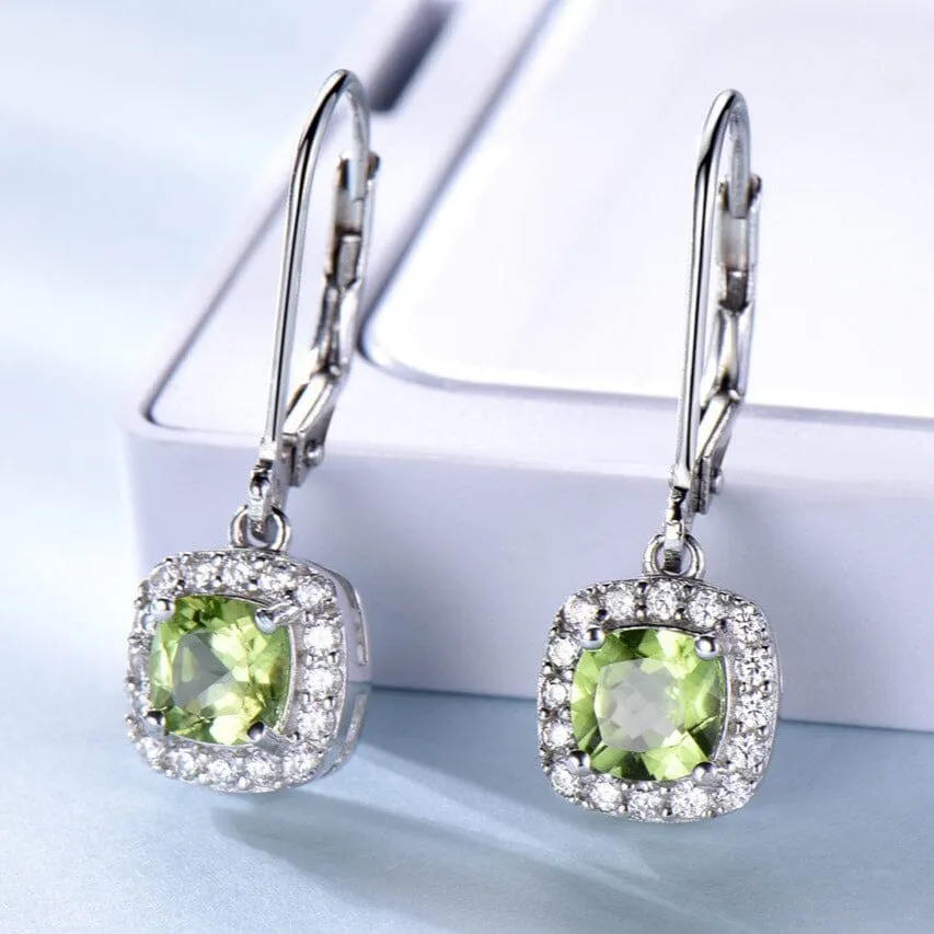 Genuine Peridot Long Drop Earrings