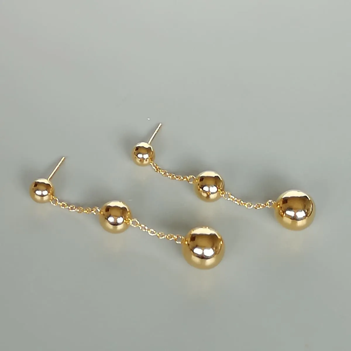 Gold ball ear dangler | Dangle earrings | Gold earrings | Sterling silver | E857