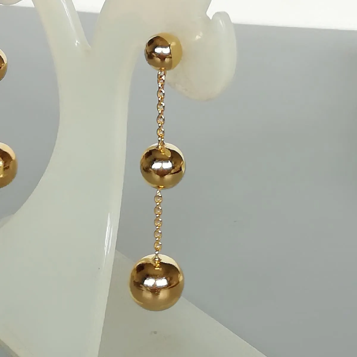 Gold ball ear dangler | Dangle earrings | Gold earrings | Sterling silver | E857