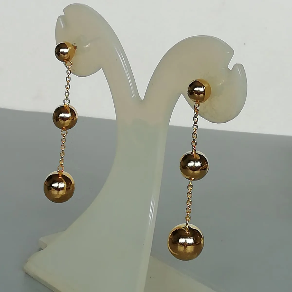 Gold ball ear dangler | Dangle earrings | Gold earrings | Sterling silver | E857