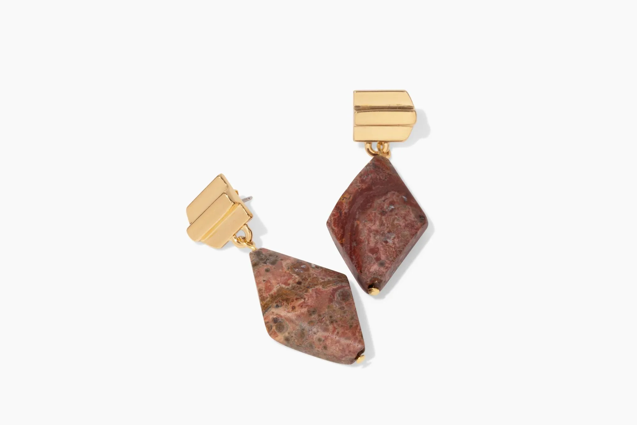 gold layered dome   leopard jasper earrings