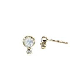 Gold Moonstone & Diamond Birthstone Studs