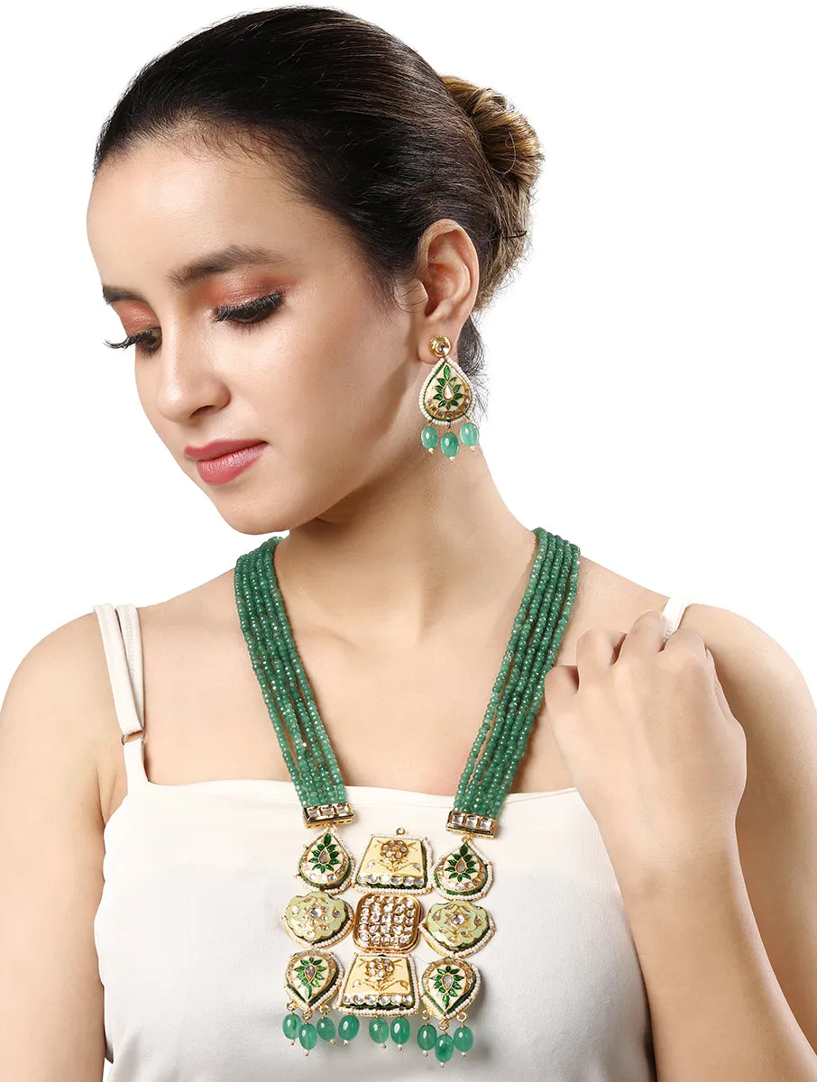 Gold Plated Kundan Necklace with Agate