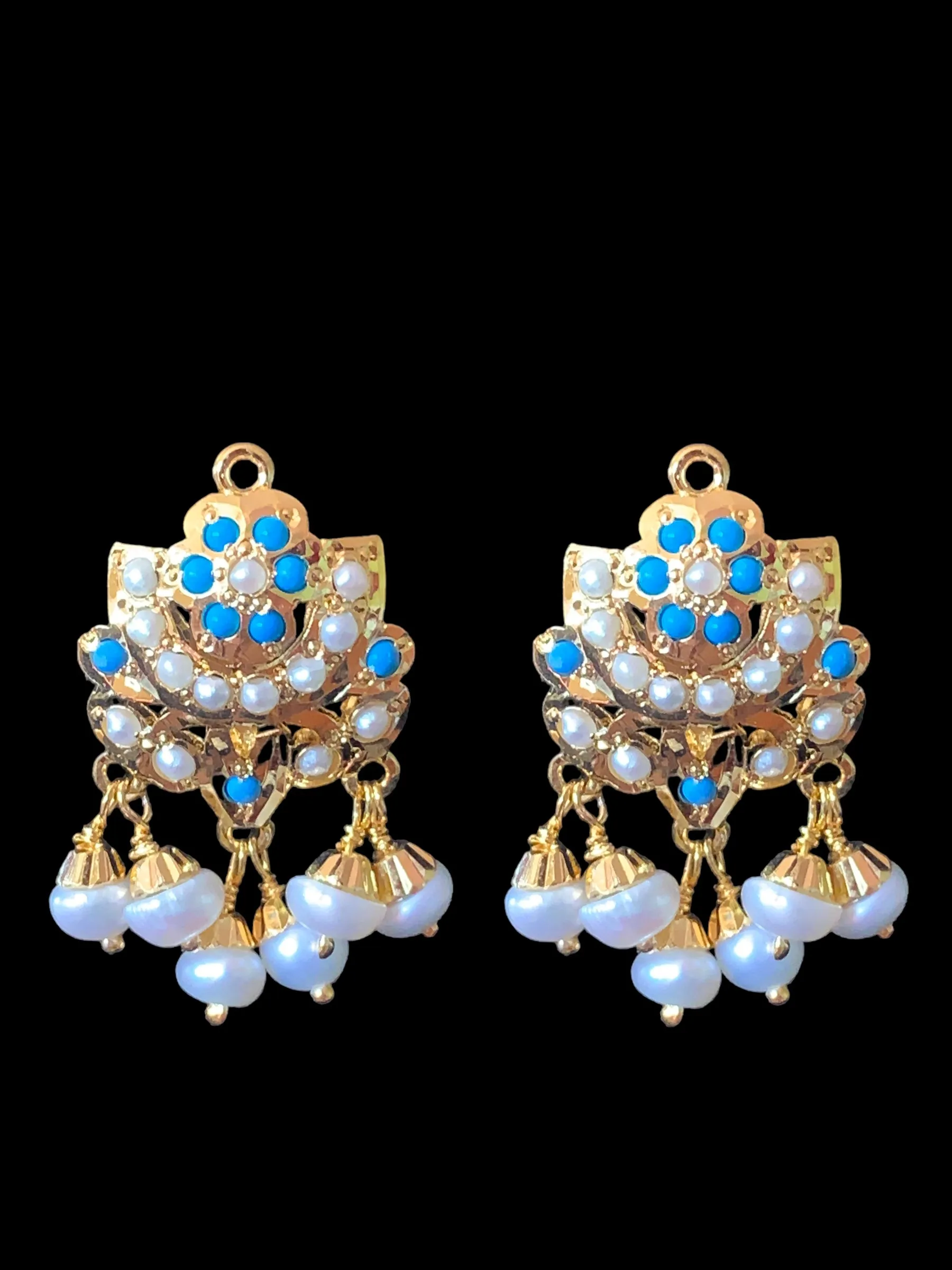 Gold plated silver pendant set in turquoise / feroza ( READY TO SHIP )