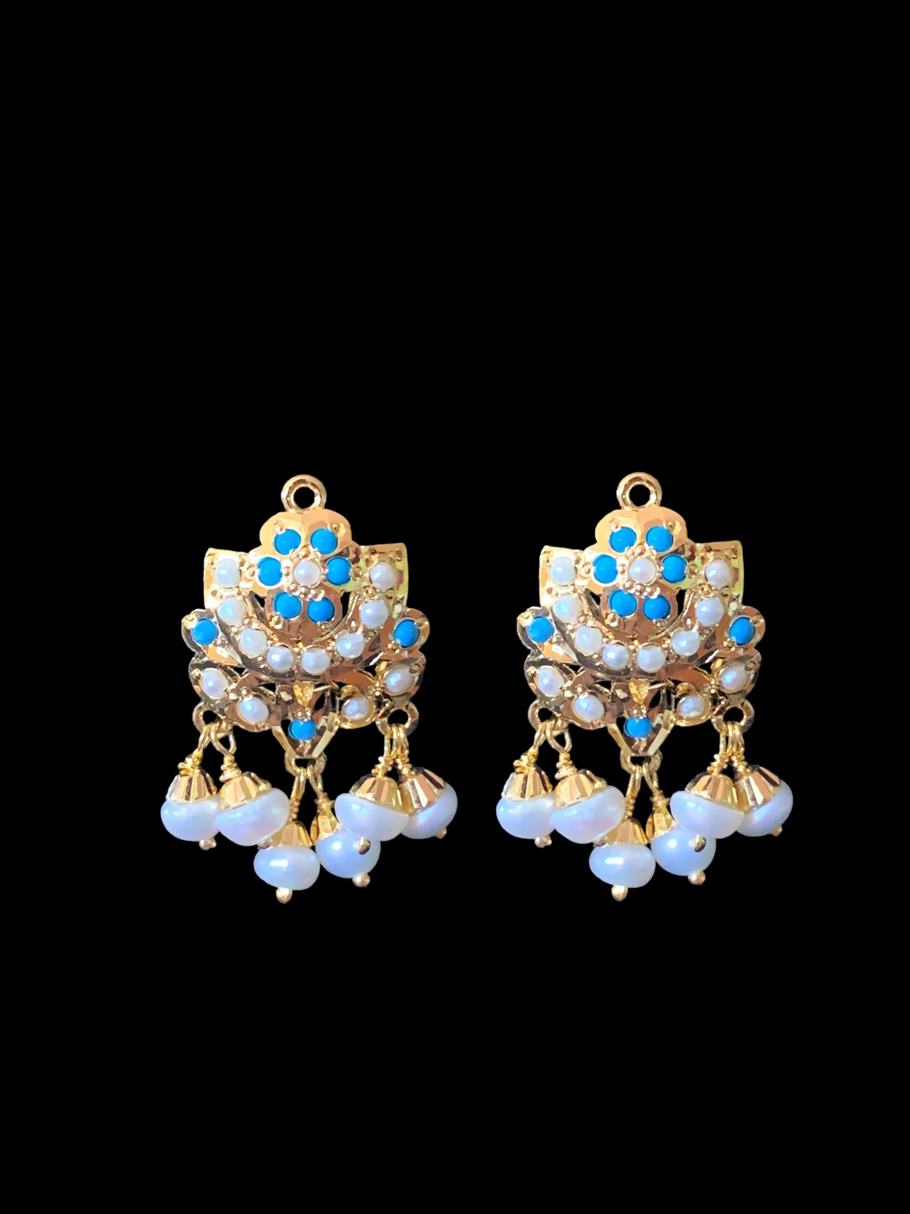 Gold plated silver pendant set in turquoise / feroza ( READY TO SHIP )