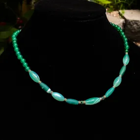 Green Agate and Emerald Necklace