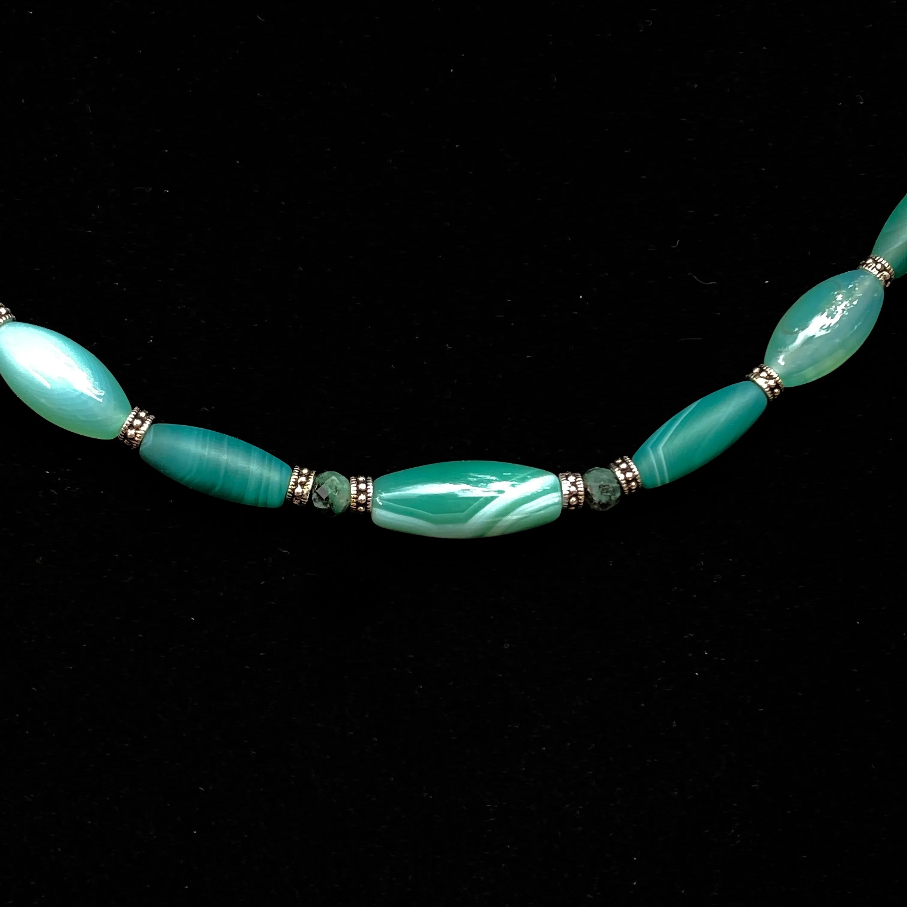 Green Agate and Emerald Necklace