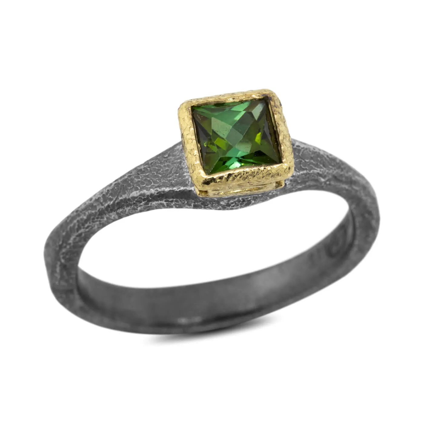 Green Tourmaline Forged Ring