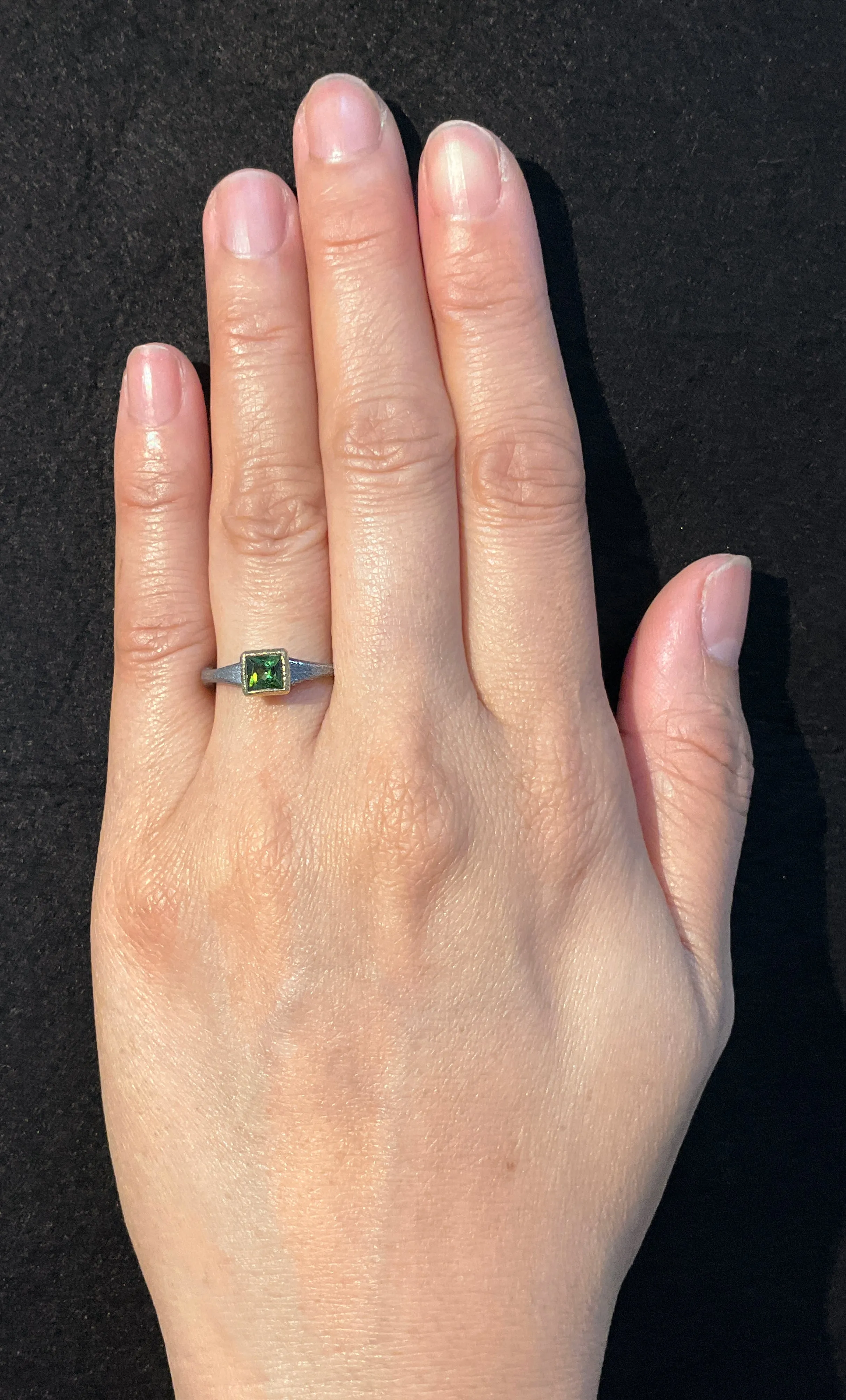 Green Tourmaline Forged Ring