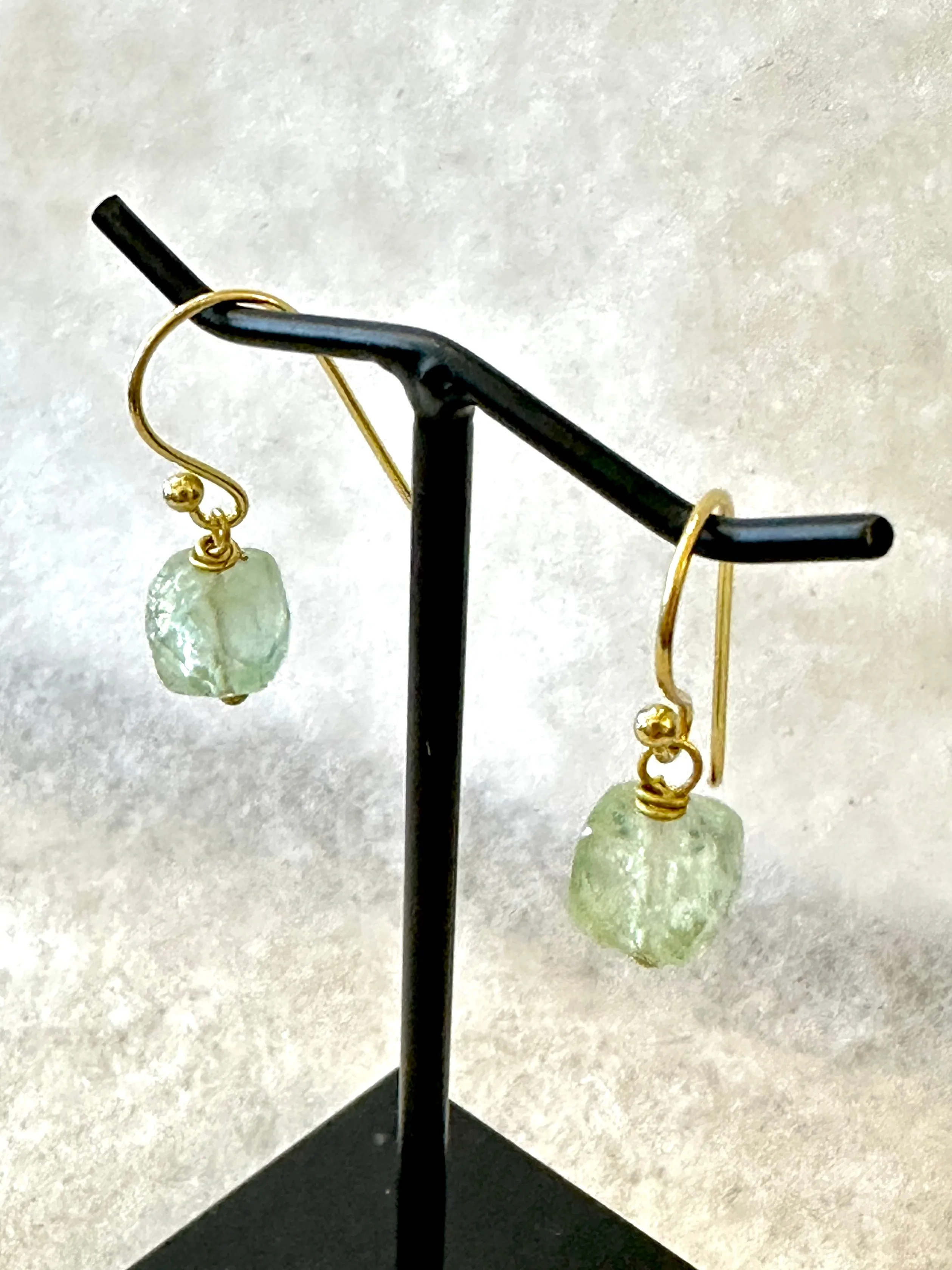 Hand-wired Cube Semi Precious Stone Drop Earrings