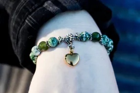 Healing Bracelet with Heart Keepsake Urn Charm