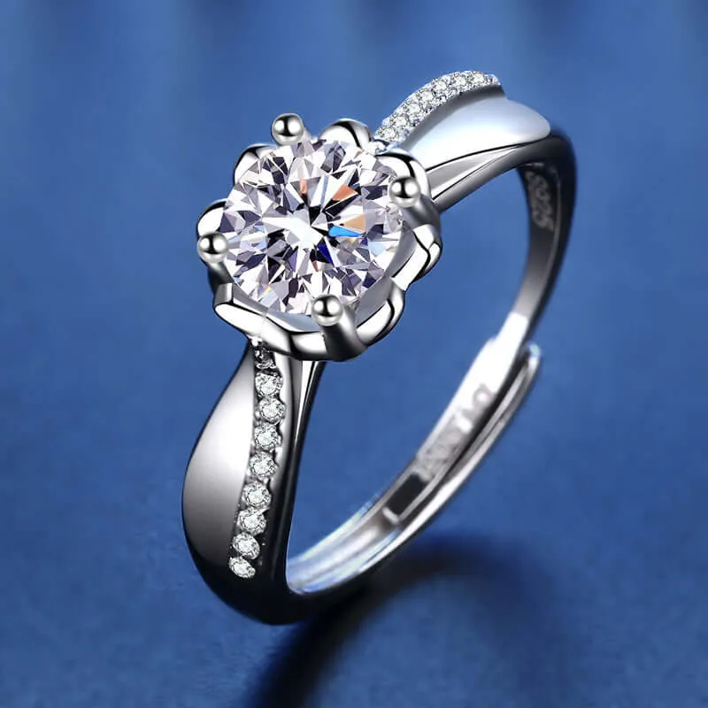 Heart Shaped Flower Moissanite Ring