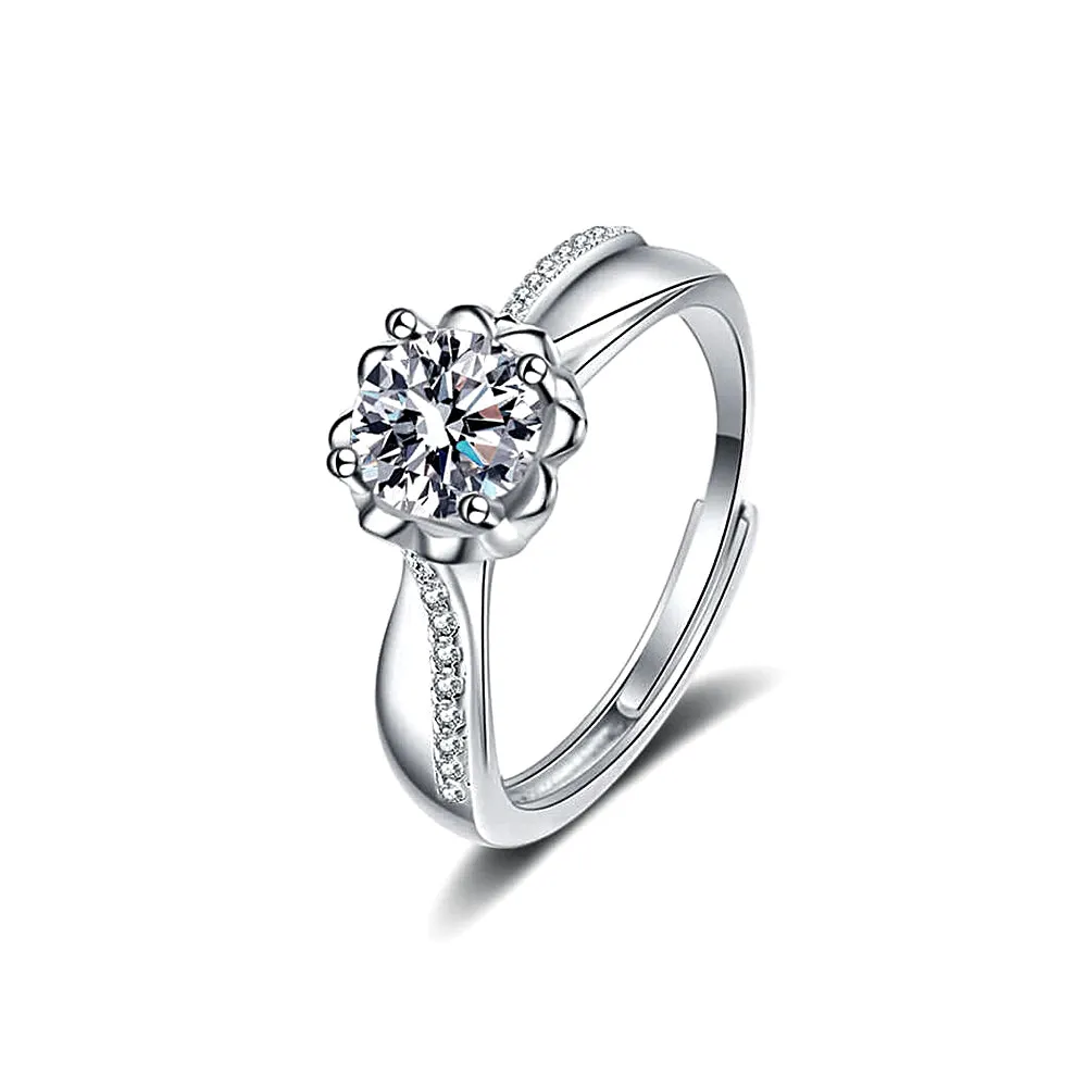 Heart Shaped Flower Moissanite Ring