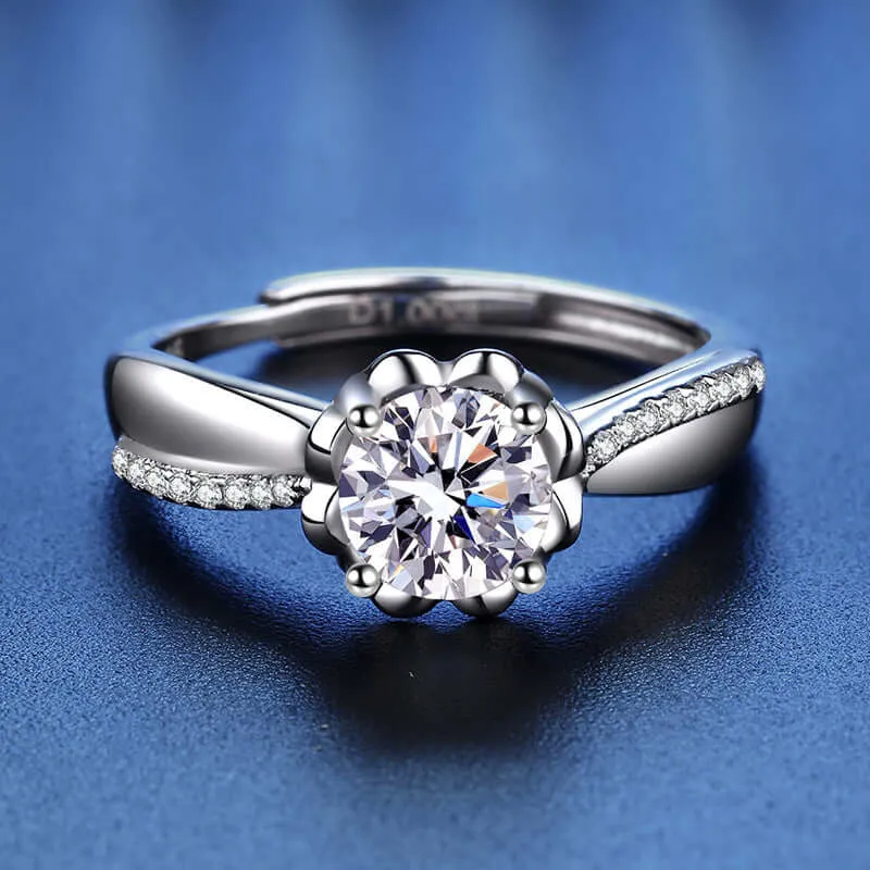 Heart Shaped Flower Moissanite Ring