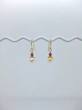 Heather: Ruby Pearl Earrings - e699